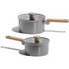 imageCAROTE 16Qt ampamp 25Qt Stainless Steel Sauce Pan Set with Lid 3ply Base NonToxic PTFE ampamp PFOA Free Saucepan Induction Cookware Set Small Kitchen Pots StayCool Handles16QT25QT