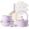 imageCAROTE 21pcs Pots and Pans Set Nonstick Cookware Set Detachable Handle Induction Kitchen Cookware Sets Non Stick with Removable Handle RV Cookware Set Gold and PurpleLilac