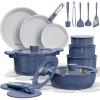 imageCAROTE 27pcs Ceramic Cookware Set Nonstick Pots and Pans Set Non stick Non Toxic Cookware DishwasherOven Safe RVCamping Cookware Set Pan and Pot with Kitchen Utensils Navy BlueNavy