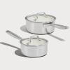 imageCAROTE 2Qt Stainless Steel Saucepan Set Ceramic Pot Sets NonStick NonToxic Kitchen Cookware Small Cooking Pots with Lids Oven Safe Induction Sauce Pan Even Heating16QT3QT