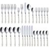imageCAROTE 30Piece Silver set Stainless Steel Flatware Set with White Handles TripleRiveted ampamp Full Tang Design Kitchen Utensils Set Mirror Polished Durable White