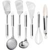imageCAROTE 7PCS Stainless Steel Cooking Utensils Set Kitchen Tools for Stainless Steel Pots and Pans with Silicone High Temperature Resistance Dishwasher Safe