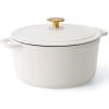 imageCAROTE Cast Iron Dutch Oven Pot with Lid Enameled Dutch Oven for Sourdough Bread Baking Dual Handles HeavyDuty Cast Iron Pot 5QT WhiteCream White