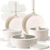 imageCAROTE Ceramic Cookware Sets Pots and Pans Set Non Stick Non Toxic Induction Cookware Kitchen Cookware Sets Pots Set for Healthy Coooking 15PCS White