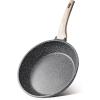 imageCAROTE Nonstick Frying Pan SkilletNon Stick Granite Fry Pan Egg Pan Omelet Pans Stone Cookware Chefs Pan PFOA FreeInduction Compatible Brown 95quot11quotBlack