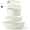 imageCAROTE Pots and Pans Set Non Stick 5pcs Cookware Sets DishwasherOvenFridge Safe Kitchen Set Space Saving Pots Set Nonstick Set with Versatile Detachable Handle Induction RV Set