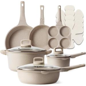 imageCAROTE 13pcs Pots and Pans Set Non Stick Taupe Nonstick Cookware Set Frying pans with lids Kitchen Essentials Pot and Pan Induction Cookware