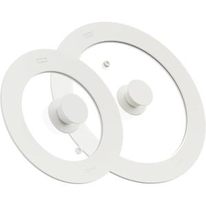 imageCAROTE 2 PCS Universal Silicone Lid for Pots Pans and Skillets Pot Lid With Heat Resistant Silicone Rim and Tempered Glass White6quot7quot8quotand 95quot10quot11quotWhite