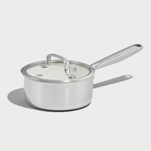 imageCAROTE 2Qt Stainless Steel Saucepan Set Ceramic Pot Sets NonStick NonToxic Kitchen Cookware Small Cooking Pots with Lids Oven Safe Induction Sauce Pan Even Heating2QT