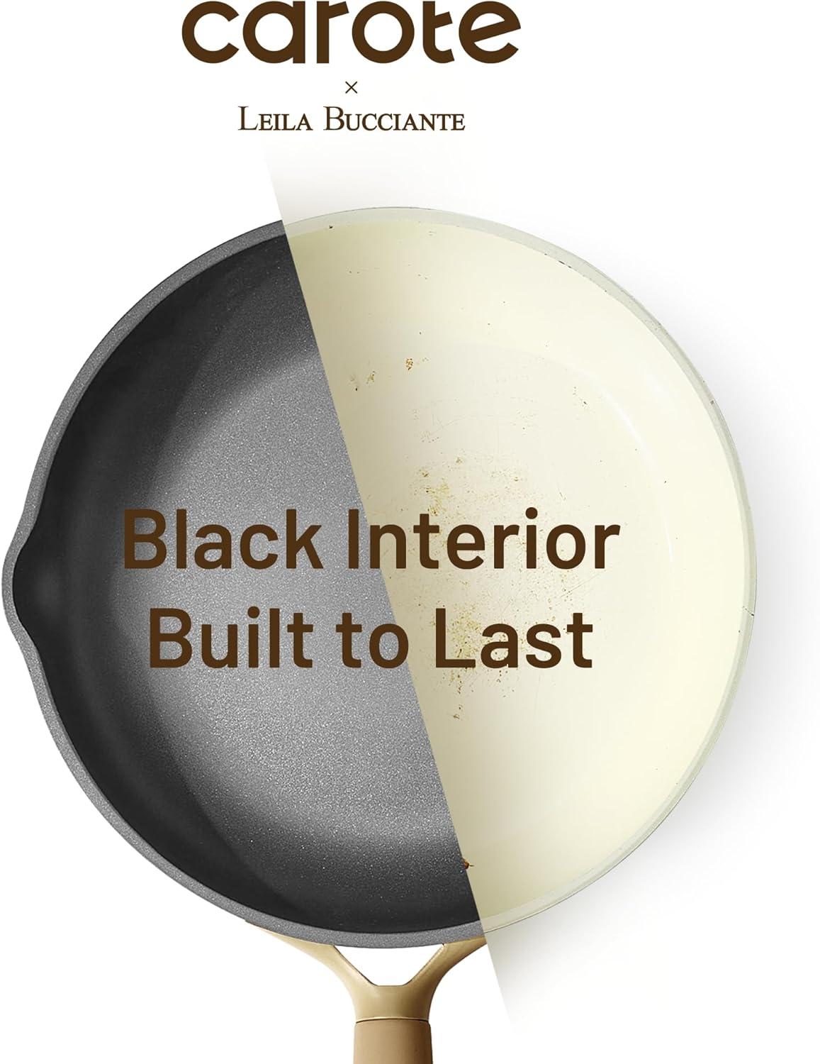 imageCAROTE 31PCS Pots and Pans Set Nonstick Cookware Set Kitchen Non Stick Induction Cookware Nontoxic Granite Cooking set31 Pcs Brown