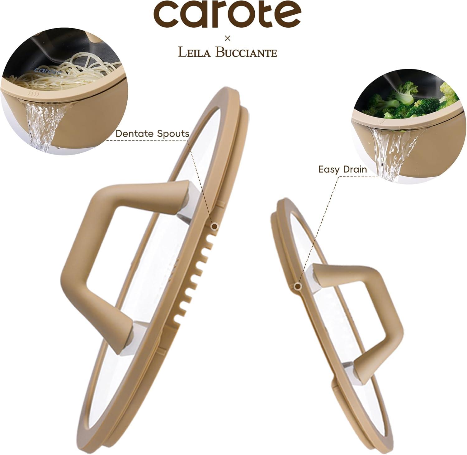 imageCAROTE 31PCS Pots and Pans Set Nonstick Cookware Set Kitchen Non Stick Induction Cookware Nontoxic Granite Cooking set31 Pcs Brown