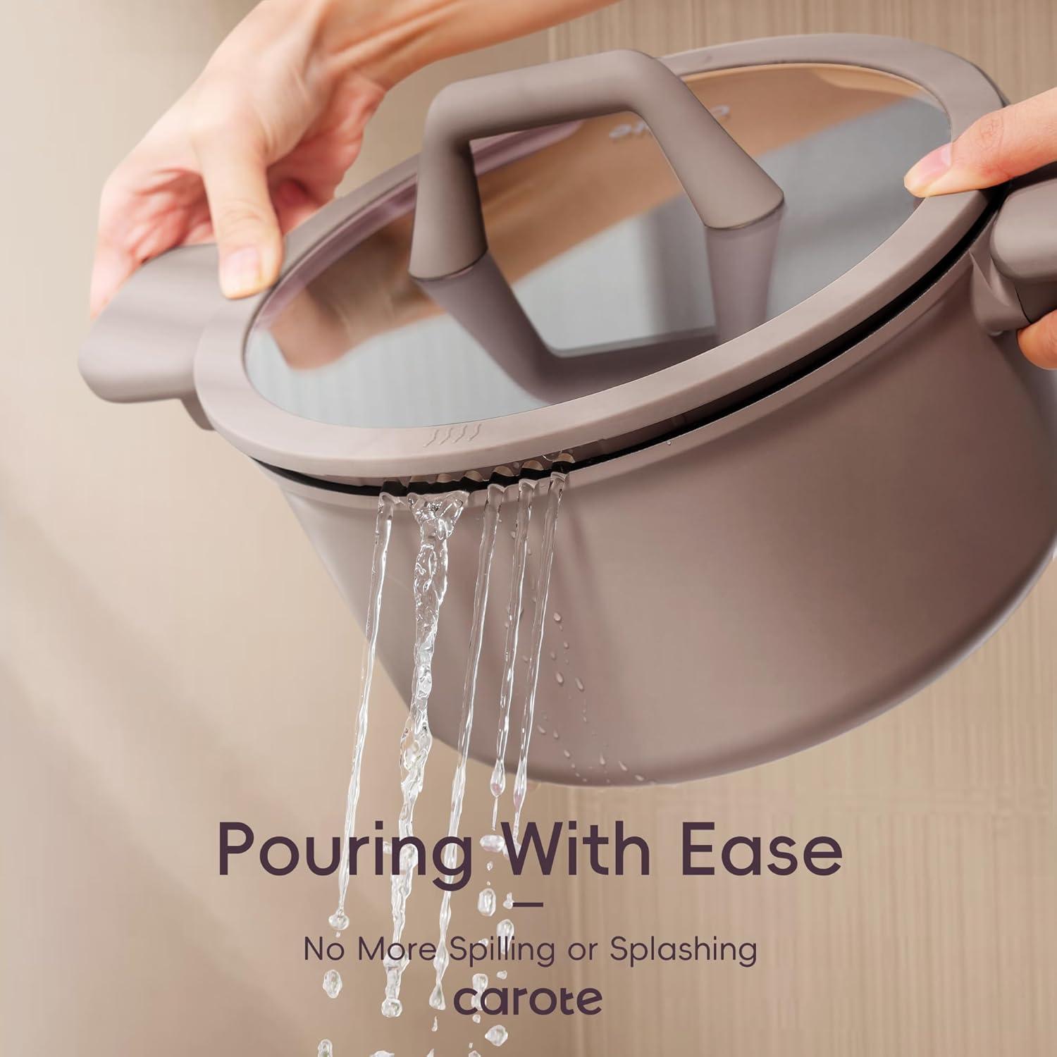 imageCAROTE 31PCS Pots and Pans Set Nonstick Cookware Set Kitchen Non Stick Induction Cookware Nontoxic Granite Cooking setPurple