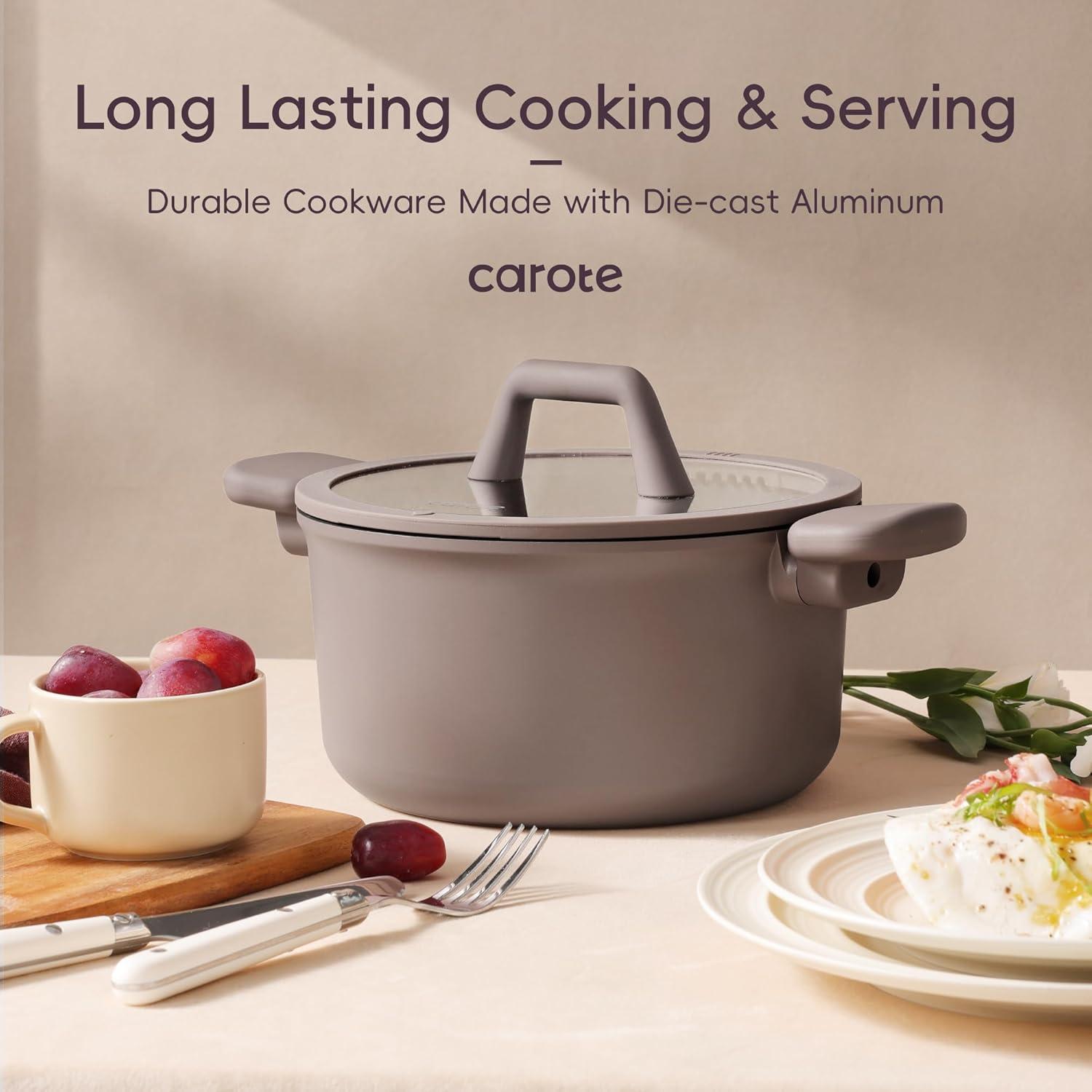 imageCAROTE 31PCS Pots and Pans Set Nonstick Cookware Set Kitchen Non Stick Induction Cookware Nontoxic Granite Cooking setPurple