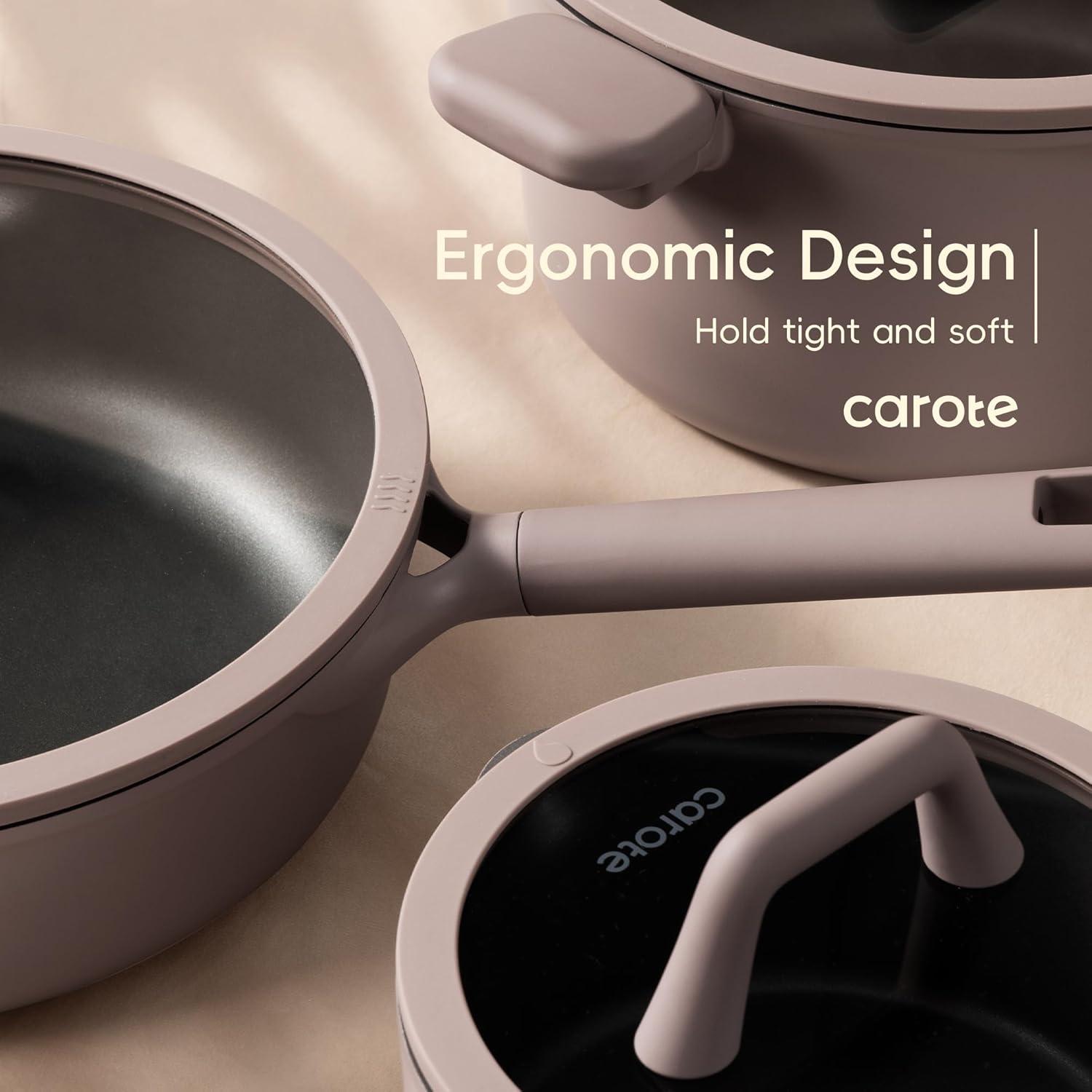 imageCAROTE 31PCS Pots and Pans Set Nonstick Cookware Set Kitchen Non Stick Induction Cookware Nontoxic Granite Cooking setPurple