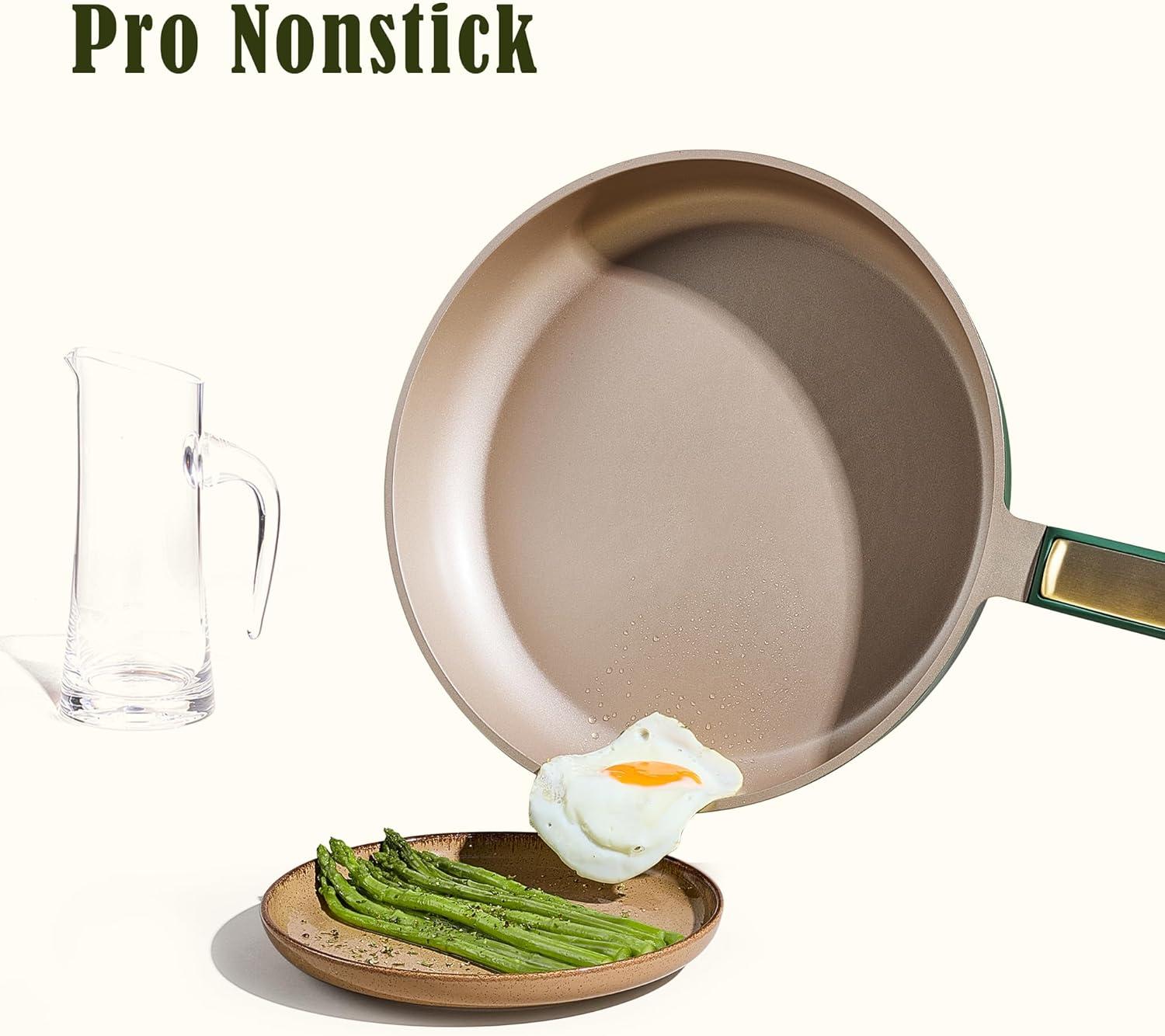 imageCAROTE Pots and Pan Set Non stick Cookware Set 18pcs NonStick Kitchen Set Induction Cookware Nontoxic Granite Cooking SetGreen