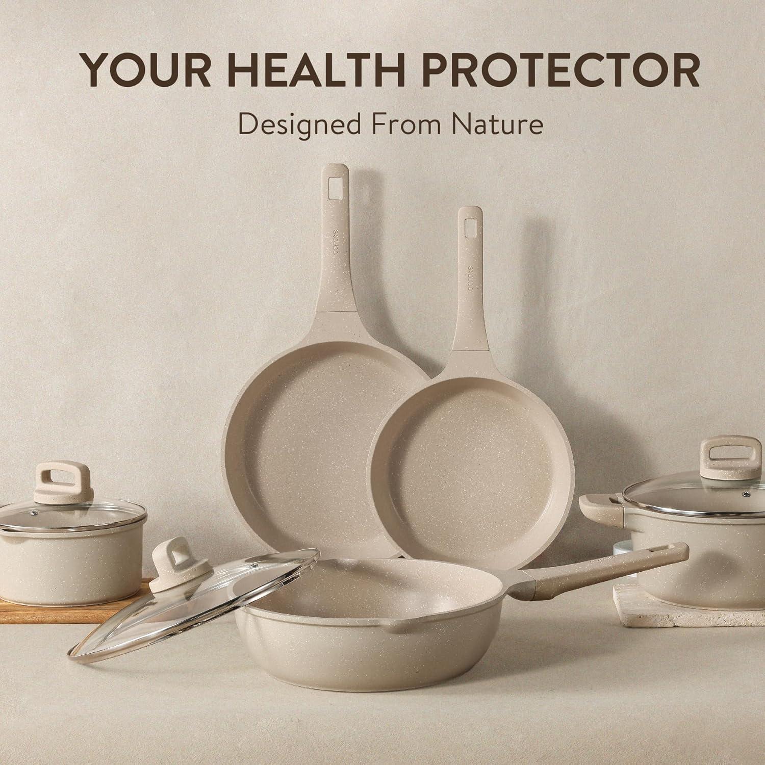 imageCAROTE Pots and Pans Set Nonstick Cookware Set Non Stick Induction Cookware Sets Kitchen Cooking Set with StayCool Handles 10 PieceTuape