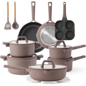 imageCAROTE 31PCS Pots and Pans Set Nonstick Cookware Set Kitchen Non Stick Induction Cookware Nontoxic Granite Cooking setPurple