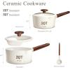 imageCAROTE 2QT ampamp 3QT Sauce Pan Sets with Lid ampamp Ladle Ceramic Nonstick Pot Set Non Toxic Saucepan Small Kitchen Cooking Pots Easy to Clean Induction Comptable PFAS PTFE Free