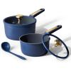 imageCAROTE 2QT ampamp 25QT Sauce Pan Sets with Lid ampamp Ladle Cooking Pots Nonstick Saucepans Cookware Set Small Kitchen Pot Induction Comptable Easy to Clean PFOA FREE BlueBlue