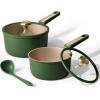 imageCAROTE 2QT ampamp 25QT Sauce Pan Sets with Lid ampamp Ladle Cooking Pots Nonstick Saucepans Cookware Set Small Kitchen Pot Induction Comptable Easy to Clean PFOA FREE BlueGreen