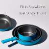 imageCAROTE 21pcs Pots and Pans Set Nonstick Cookware Set Detachable Handle Induction Kitchen Cookware Sets Non Stick with Removable Handle RV Cookware Set Peacock BluePeacock Blue