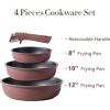 imageCAROTE 4pcs Non Stick Frying Pans 8quot10quot12 Frying Pan Egg Pan Omelet Pans with Detachable Handle Nonstick Cookware PFOA Free Induction Compatible ampamp Oven Safe Dishwasher Safe BlueBurgundy