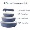 imageCAROTE 4pcs Non Stick Frying Pans 8quot10quot12 Frying Pan Egg Pan Omelet Pans with Detachable Handle Nonstick Cookware PFOA Free Induction Compatible ampamp Oven Safe Dishwasher Safe BlueBlue