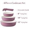 imageCAROTE 4pcs Non Stick Frying Pans 8quot10quot12 Frying Pan Egg Pan Omelet Pans with Detachable Handle Nonstick Cookware PFOA Free Induction Compatible ampamp Oven Safe Dishwasher Safe BluePurple