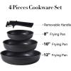 imageCAROTE 4pcs Non Stick Frying Pans 8quot10quot12 Frying Pan Egg Pan Omelet Pans with Detachable Handle Nonstick Cookware PFOA Free Induction Compatible ampamp Oven Safe Dishwasher Safe BlueBlack