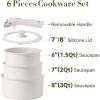 imageCAROTE 6pcs Nonstick Sauce Pan Sets with Lid 3 Sizes15QT 2QT ampamp 3QT Non Stick Cooking Pot with Detachable Handle Kitchen Sauce Pots Induction Pot PFOA FREE Dishwasher Safe PurpleCream White