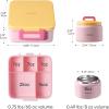 imageCAROTE Bento Box for Kids Lunch Box Kids with 8oz Thermos for Hot Food Lunch Container for Girls Boys 3 or 5 Compartments with 2 Removable Dividers BPA FreeLeak ProofDishwasher SafePink Orange