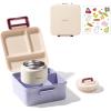 imageCAROTE Bento Box for Kids Lunch Box Kids with 8oz Thermos for Hot Food Lunch Container for Girls Boys 3 or 5 Compartments with 2 Removable Dividers BPA FreeLeak ProofDishwasher SafeBlue Purple
