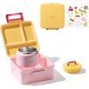 imageCAROTE Bento Box for Kids Lunch Box Kids with 8oz Thermos for Hot Food Lunch Container for Girls Boys 3 or 5 Compartments with 2 Removable Dividers BPA FreeLeak ProofDishwasher SafePink Orange