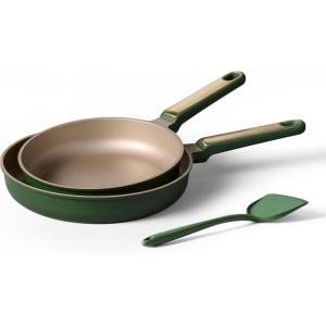 imageCAROTE 95 and 11 Nonstick Frying Pans Skillet NonStick Fry Pan Egg Pan Omelet PansHealthy ampamp PFOA Free InductionCompatible Dishwasher Safe ampamp Includes Silicone SpatulaGreenGreen