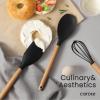 imageCAROTE Silicone Cooking Utensils Set for Nonstick Cookware 446F Heat Resistant Kitchen Utensil Set with Wooden Handle 10pcs Spatula Turner Spoon Tongs WhiskMedium