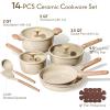 imageCAROTE 14Pcs Pots and Pans Set Non stick Ceramic Cookware Set Nontoxic Kitchen Cooking Set PFAS and PFOA Free14 Piece  NEW