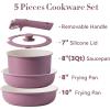 imageCAROTE 6pcs Pots and Pans Set Non Stick Cookware Sets Kitchen Set OvenFridge Safe Space Saving Pots Set Nonstick Cooking Set with Versatile Detachable Handle Induction RV Set Jet BlackMulticolor