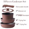 imageCAROTE 6pcs Pots and Pans Set Non Stick Cookware Sets Kitchen Set OvenFridge Safe Space Saving Pots Set Nonstick Cooking Set with Versatile Detachable Handle Induction RV Set Jet BlackBurgundy