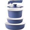 imageCAROTE 6pcs Pots and Pans Set Non Stick Cookware Sets Kitchen Set OvenFridge Safe Space Saving Pots Set Nonstick Cooking Set with Versatile Detachable Handle Induction RV Set Jet BlackBlue