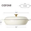 imageCAROTE 35QT Enameled Cast Iron Braiser Pan Shallow Dutch Oven Casserole Skillets NonToxic Cast Iron Pot with Lid for Grilling Searing Baking Dual Handles All Stovetop Compatible RedWhite