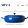 imageCAROTE 35QT Enameled Cast Iron Braiser Pan Shallow Dutch Oven Casserole Skillets NonToxic Cast Iron Pot with Lid for Grilling Searing Baking Dual Handles All Stovetop Compatible RedBlue