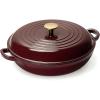 imageCAROTE 35QT Enameled Cast Iron Braiser Pan Shallow Dutch Oven Casserole Skillets NonToxic Cast Iron Pot with Lid for Grilling Searing Baking Dual Handles All Stovetop Compatible RedFig