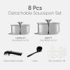 imageCAROTE Stainless Steel Sauce Pan Set with Lids 15QT ampamp 2QT Stainless Steel Pot with Detachable Handle 8PCS3ply BaseNonToxic Induction Kitchen Cookware Removable Handle Oven Safe