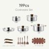 imageCAROTE TriPly Stainless Steel Sauce Pan with Detachable Handle15QT Saucepan2QT ampamp 3QT Saucepan with Lid 8PCS NonToxic Induction Kitchen Stainless Steel PotRemovable HandleOven SafeWoodgrain19pcs