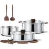 imageCAROTE TriPly Stainless Steel Sauce Pan with Detachable Handle15QT Saucepan2QT ampamp 3QT Saucepan with Lid 8PCS NonToxic Induction Kitchen Stainless Steel PotRemovable HandleOven SafeWoodgrain10pcs