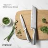 imageCAROTE 12Piece Knife Set AllStainless Steel Knife Block Set Kitchen Knives with Wooden Block RazorSharp and Ergonomic Dishwasher Safe