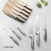 imageCAROTE 12Piece Knife Set AllStainless Steel Knife Block Set Kitchen Knives with Wooden Block RazorSharp and Ergonomic Dishwasher Safe