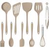imageCAROTE Kitchen Utensil Set for Nonstick Cookware  446F Heat Resistant Silicone Cooking Utensils Set 10pcs White Oderless Spatula TurnerBrown
