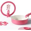 imageCAROTE 18Pcs Ceramic Cookware Set with Detachable Handle Pots and Pans Set Non Stick Non Toxic Kitchen Cooking Sets with StandUp Lid PFAS and PFOA Free Oven Safe Induction Ready PinkPink with standon lid