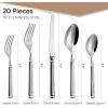 imageCAROTE 20 Pieces Silverware Set Flatware Cutlery Set for 4 1810 Stainless Steel Utensils Roma Holiday Cutlery Dishwasher Safe for Home and Kitchen Party Wedding Gift Silver